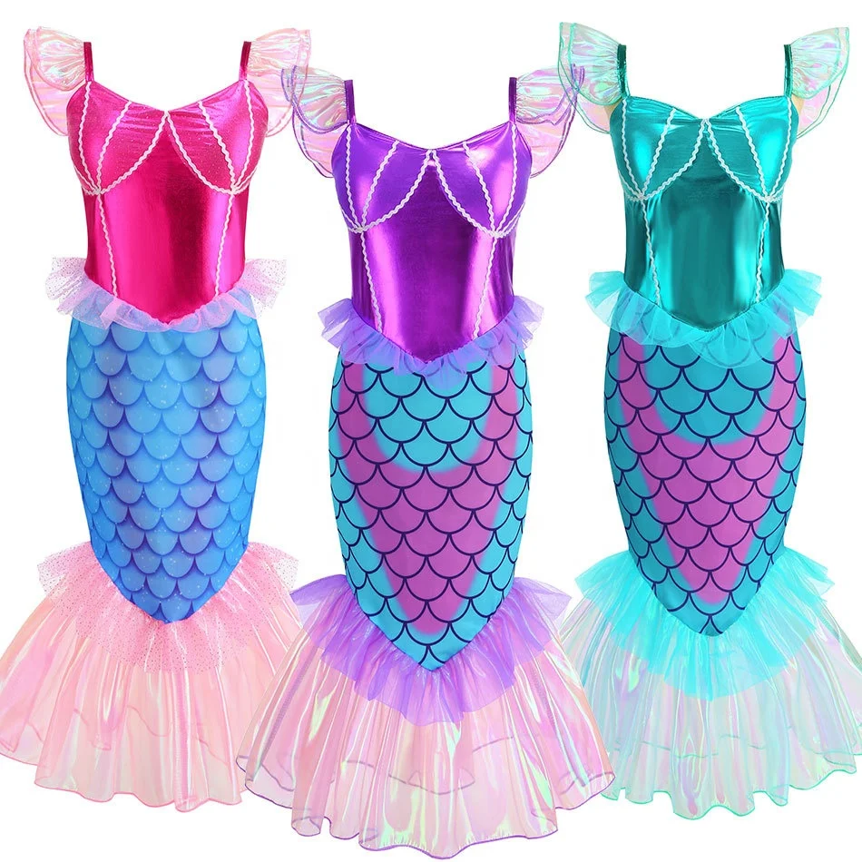 Children Halloween Cosplay Mermaid Dress Girls Birthday Party Fancy Dress up Ariel Princess the Little Mermaid Costume for Kids Children Halloween Cosplay Mermaid Dress Girls Birthday Party Fancy Dress up Ariel Princess the Little Mermaid Costume for Kids