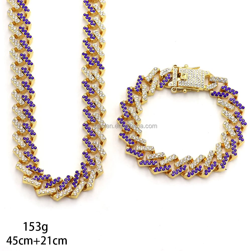 Club Bar Cuban Chain Exaggerated Personality Gold Color Diamond Crystal ...