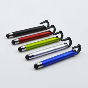 Novelty Gift Mini Shorter Plastic Painting Mobile Stand Earphone Jack Plug Phone Tablet Silicone Tip Stylus Screen Ball Pen