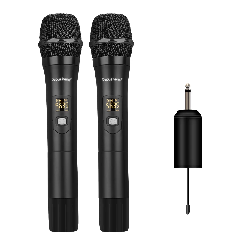 Depusheng W2ポータブルUHFデュアルチャンネルワイヤレスマイク