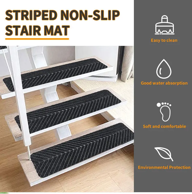 Custom Polypropylene Brownish Grey Handmade Stair Treads Carpet Stair