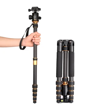 Tripod Camera Q666C Pro Carbon Fiber Tripod & Monopod for DSLR Digital DV Camera Portable Photo Stand Carry Bag & Ball Head product image