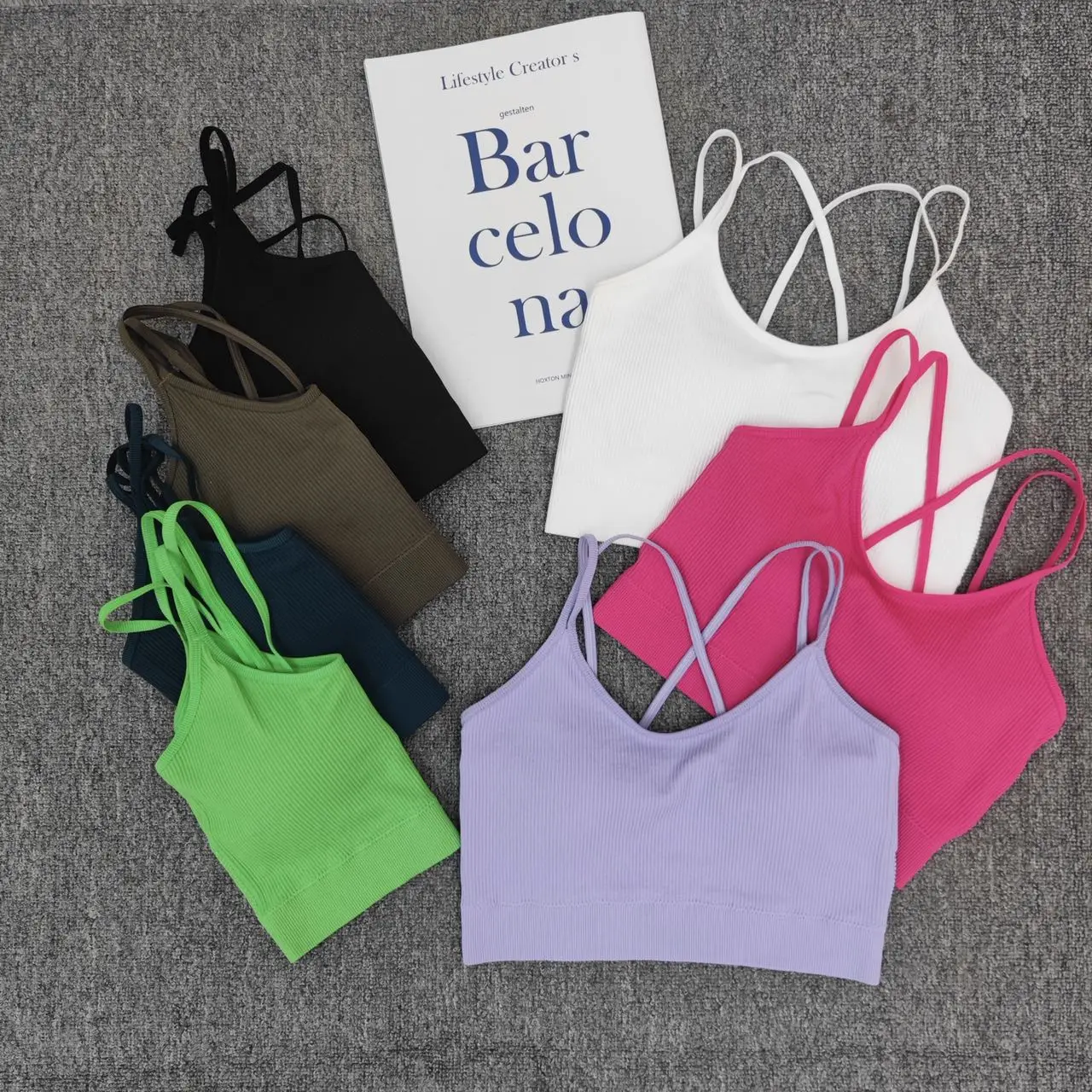 Wholesale Custom Logo Cross back beauty sports bra set Gym Fitness Sets For Adults Women Casual Spandex/Nylon Sports Yoga Bra details