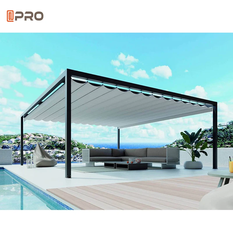 Retractable Metal Pergola Terrace Gazebo 6M Weather Resistant Pergola