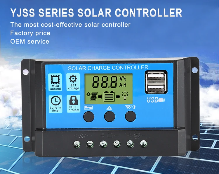 Régulateur Solaire PWM 30A 12V/24V Avec écran LCD Et USB - Pour Batteries Plomb-acide - Contrôle Intelligent