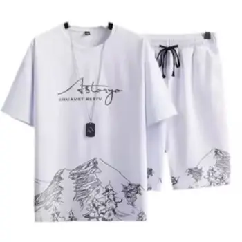 Wholesale Plus Size 5XL Men's Shorts Set Summer Quick Drying Short Sleeve Tops and Shorts T Shirt Sets