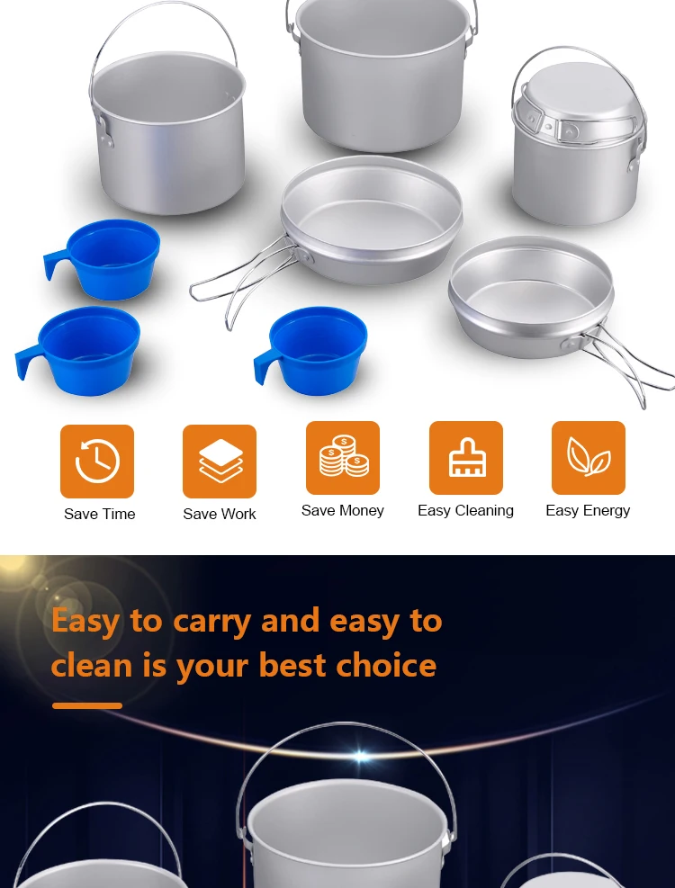 Backpacking Lightweight Design Gear Hiking Cookware Cooking Pot Set supplier