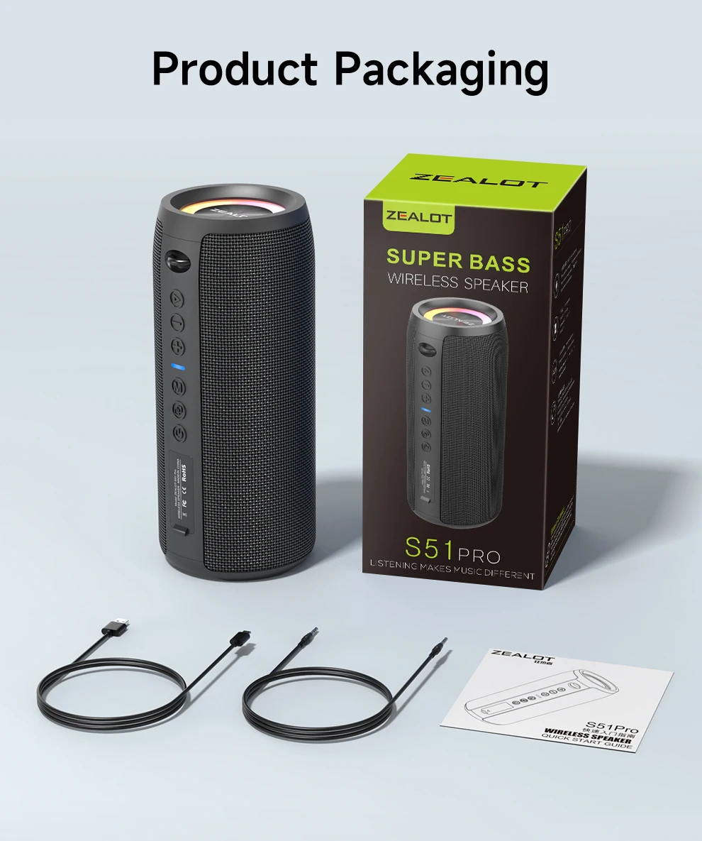 40W Zealot S51pro Subwoofer - Wireless Speaker with TF Card