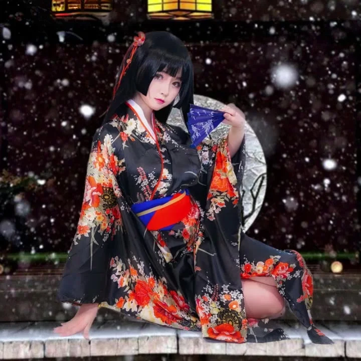 Sıcak Anime kikou shoujo wa kizutsukanai cosplay Yaya çünkü cadılar bayramı  parti cos kadın japon kimono kostüm kimono kemer + headdress