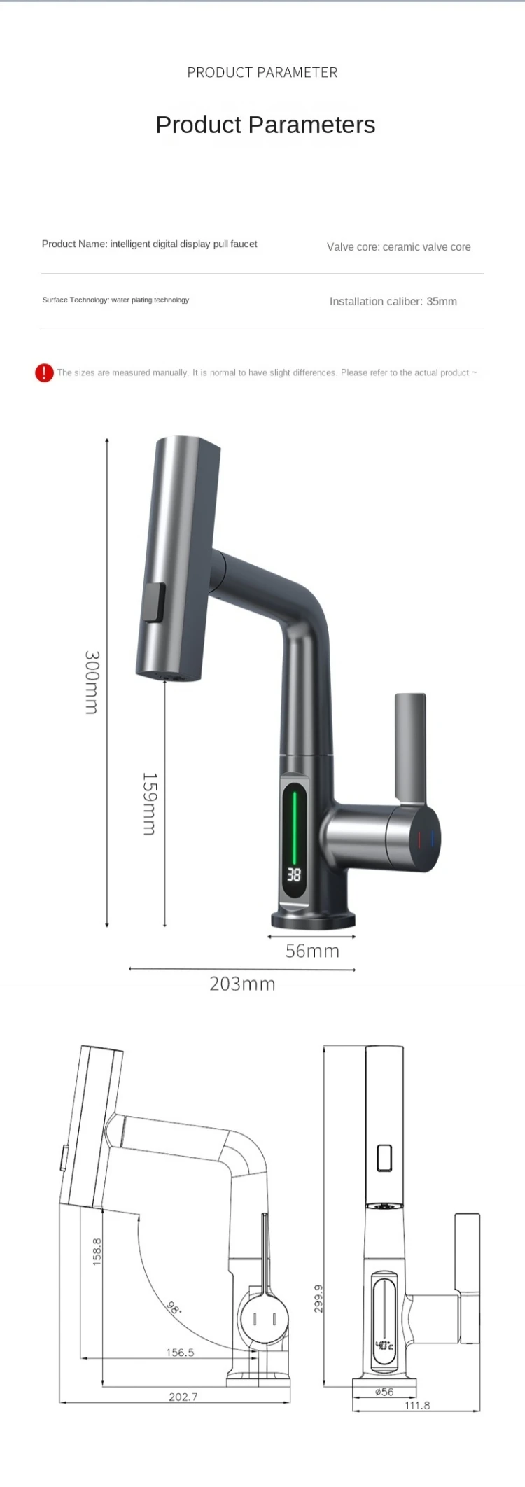 Multifunction 360 Degree Rotating Kitchen Faucet with LED