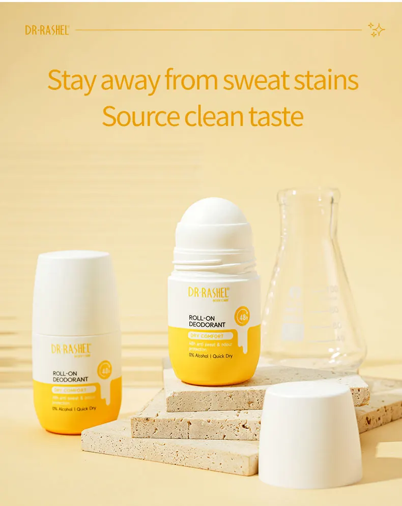 For Quick Dry Comfort Roll-On Deodorant Solid Mineral 48h Anti Sweat & Odour Protection for Daily Use