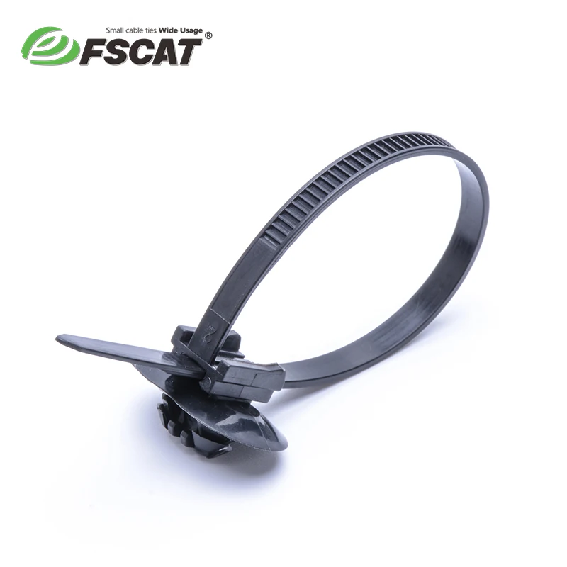 For FSCAT Eco-Friendly Nylon Cable Tie 4.8*100mm Black Auto Fastener Zip Ties Bolt Type with Releasable Feature
