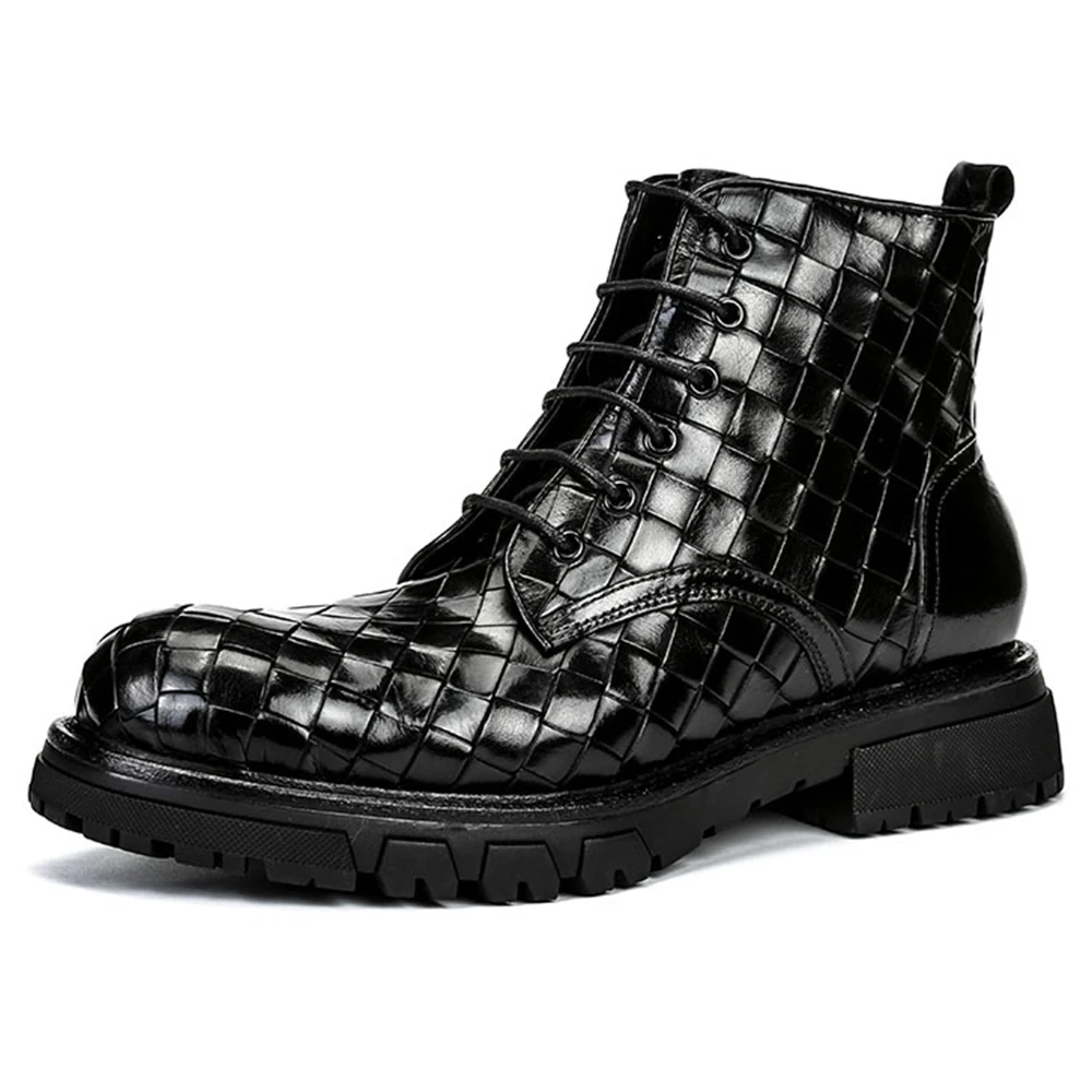 New Genuine Leather Men Boots Cow Leather Upper Durable Sole Lace up Autumn Winter Boots  Daily Leisure Outdoor Shoes For Man