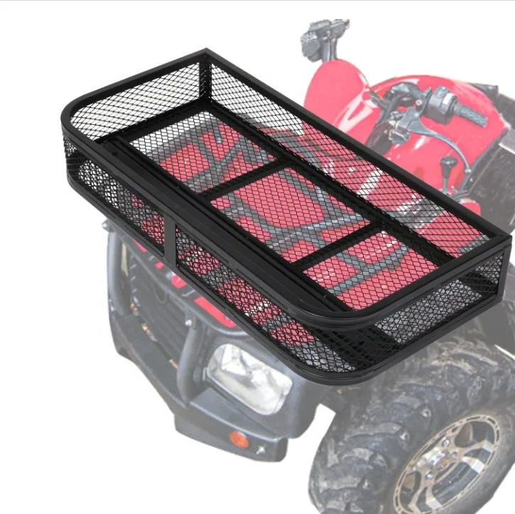 Quad ATV Front Basket for Packaging with Hints Universal Metal Robust Construction Cargo Rack to Carrying Luggage or Somethings