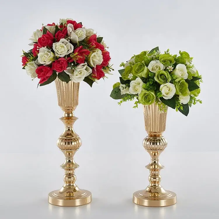 Walkway Wedding Metal Flowers Pot Frame Striation Flower Vase For