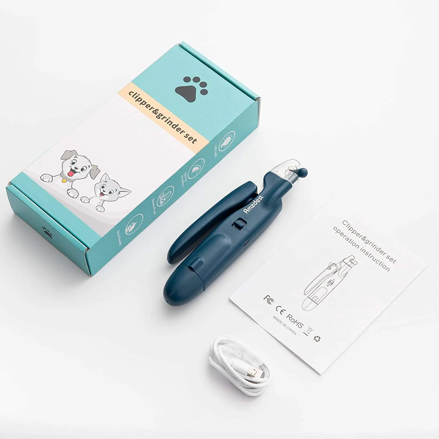 
 Лидер продаж 2021, машинка для стрижки когтей домашних животных, триммер для когтей собак из нержавеющей стали, инструмент для ухода за домашними животными, светодиодные машинки для стрижки когтей с пилочкой  