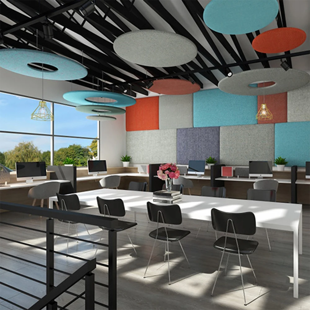 Hanging Acoustic Sound Proof Panels Polyester Felt Ceiling 25mm Sound Insulation Auditorium Hanging Round Acoustic Panel