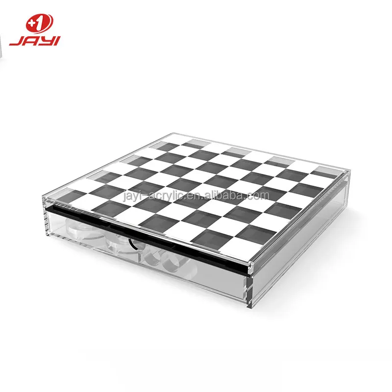 Custom 2 in 1 Lucite Board Games Acrylic Chess Tic Tac Toe Game Set