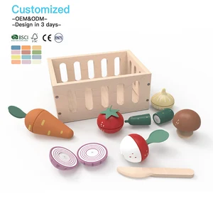 EDULAND Wooden Kitchen Toys Set for Unisex 3-Year-Old Kids-Educational Cooker Playhouse Vegetables Cutting Toy for Kids Girl