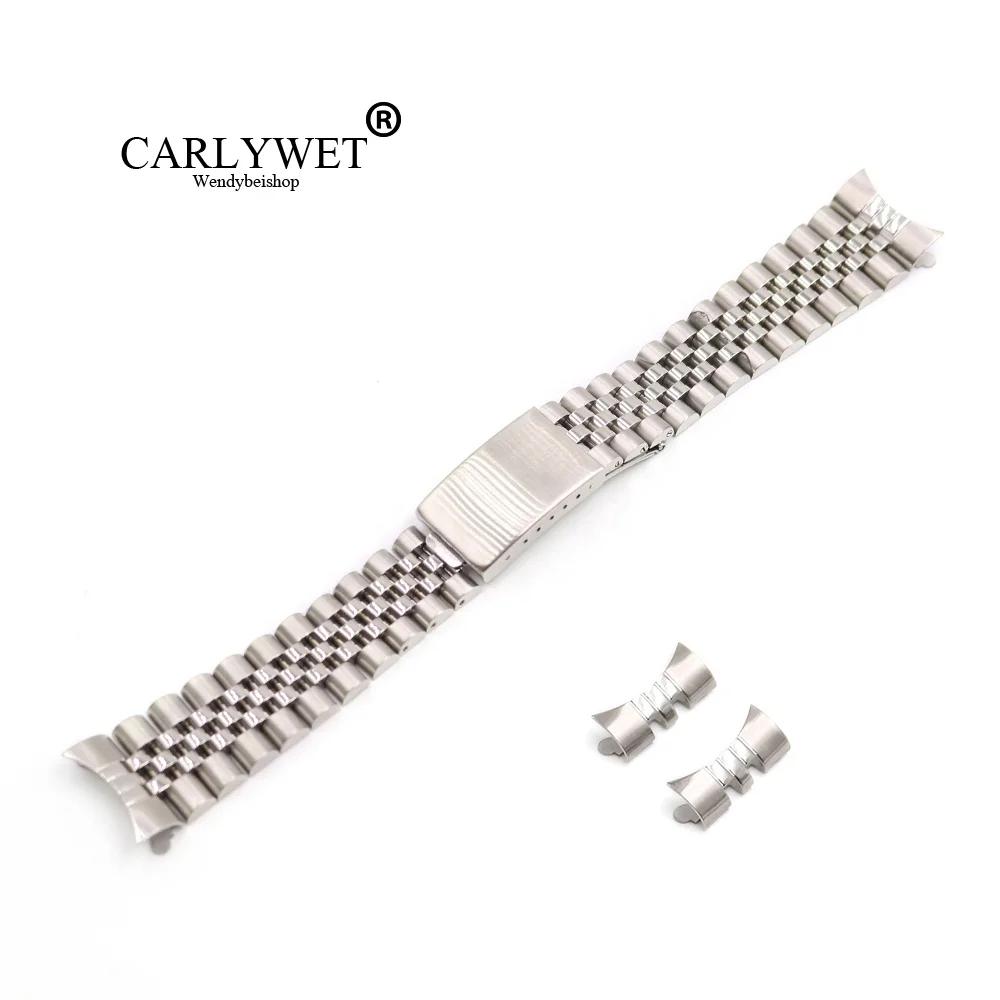 Rolamy 22mm Silver Jubilee Solid Screw link Hollow CurvedEnd Watch