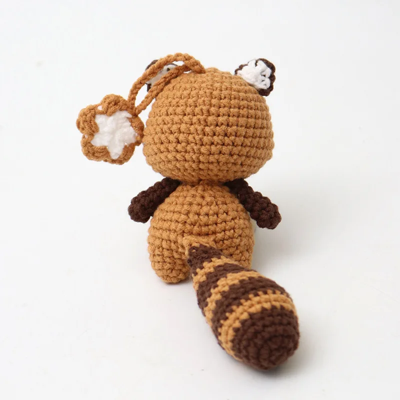 Ours En Peluche Mini Crochet Main - Ornement, Porte-clés, Décor, Avec Nœud Rose, Fait Main Aux États-Unis