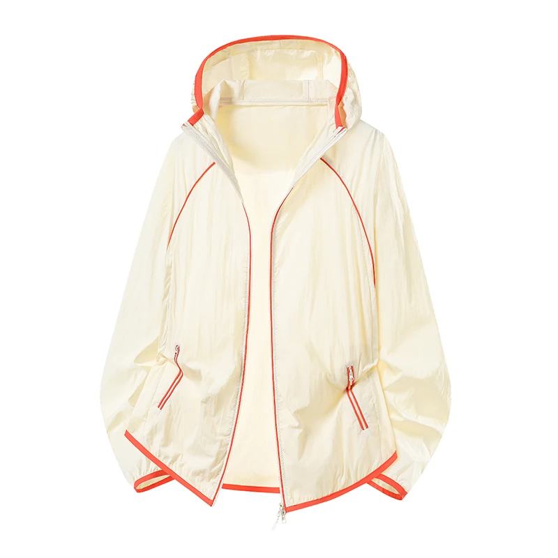 UPF50+ Color-blocked Hooded Sun Protection Jacket, 100% Nylon, Quick-drying, Breathable, Lightweight Outdoor Travel Sun Protection Jacket