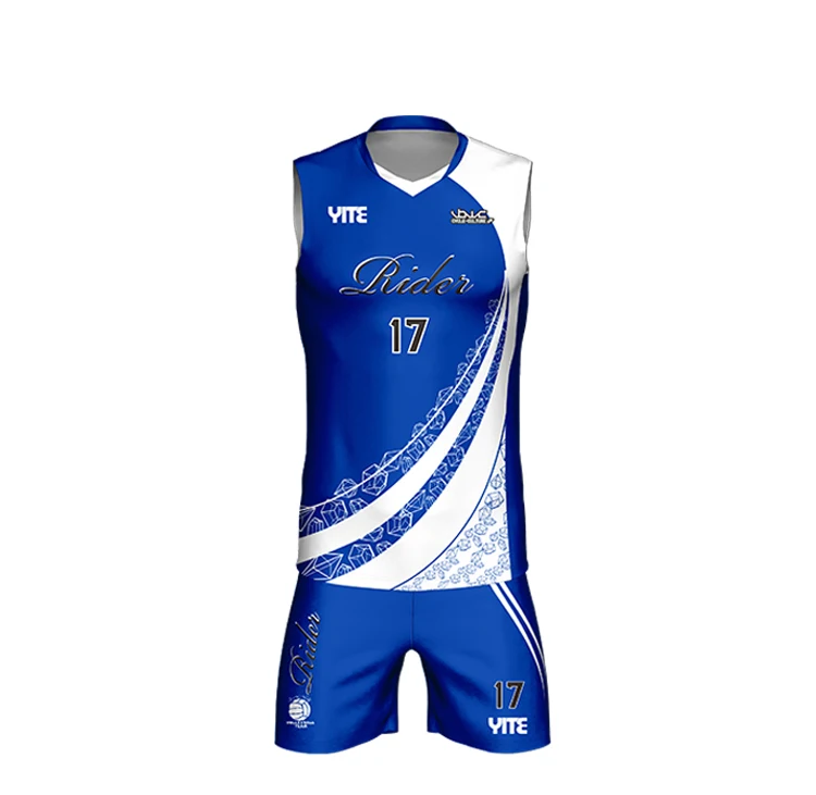 2022 Latest Design Volleyball Uniform Sublimation White Blue Volleyball ...