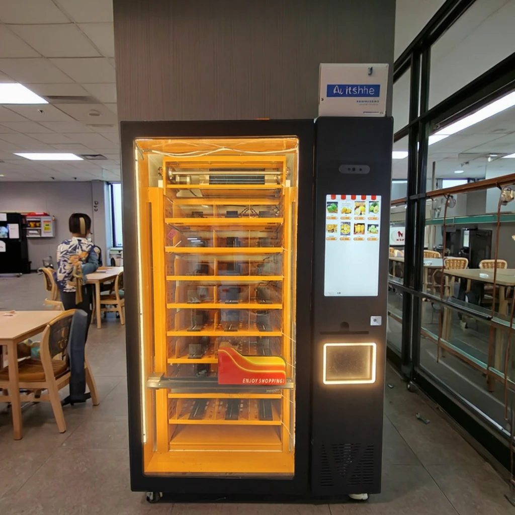 Inteligente Pequeña Máquina Expendedora de Alimentos Calientes con Función de Microondas, Lector de Tarjetas y SDK. Calefacción y Refrigeración