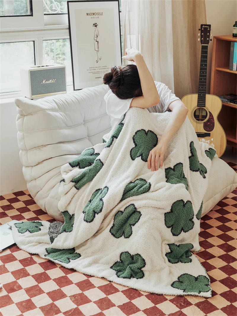 product wholesale 100 polyester jacquard blanket customized home decoration for sofa knitted bedding pxm-62