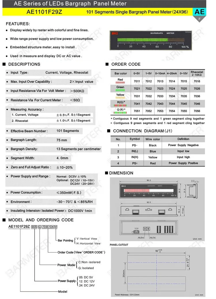 Taidacent LED Bar Graph Segments 101 Grid Embedded LED Bar Graph Array 24*96 Bar Graph LED Electric Meter for Ship Controller