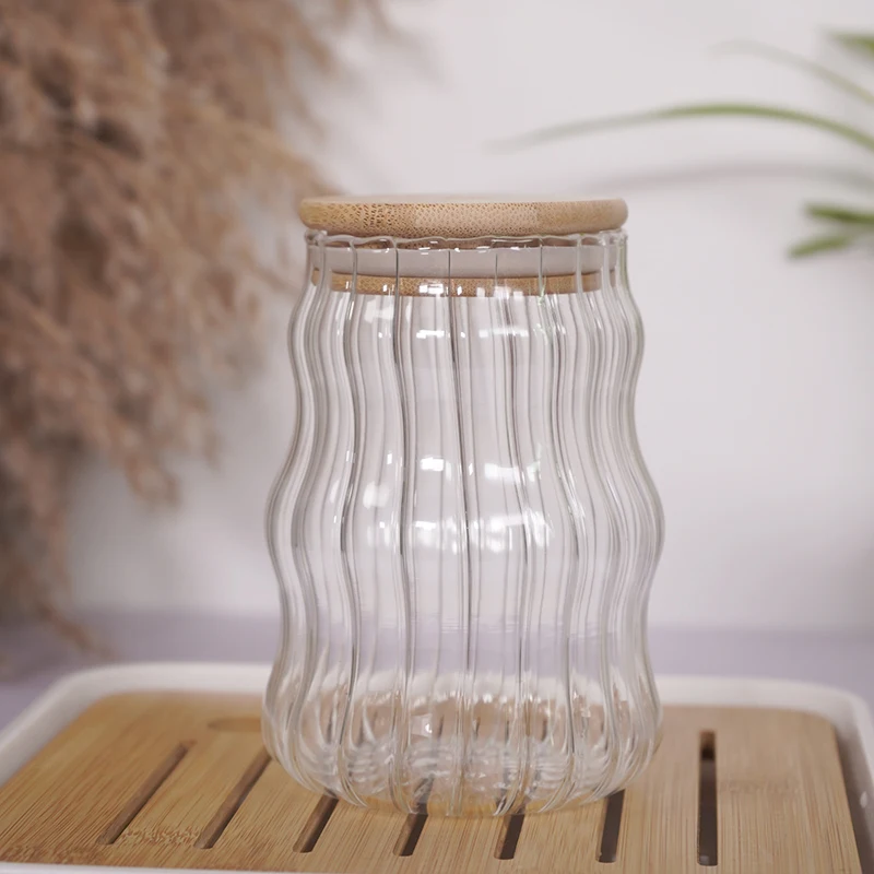 500ml wave shape ribbed High borosilicate Glass Beverge Tea Coffee Cup details