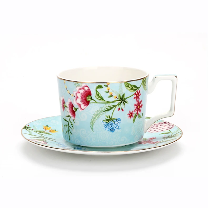 Europe style 2023 modern and elegant cup and saucer 220cc coffee cup and saucer bone china afternoon tea cuP