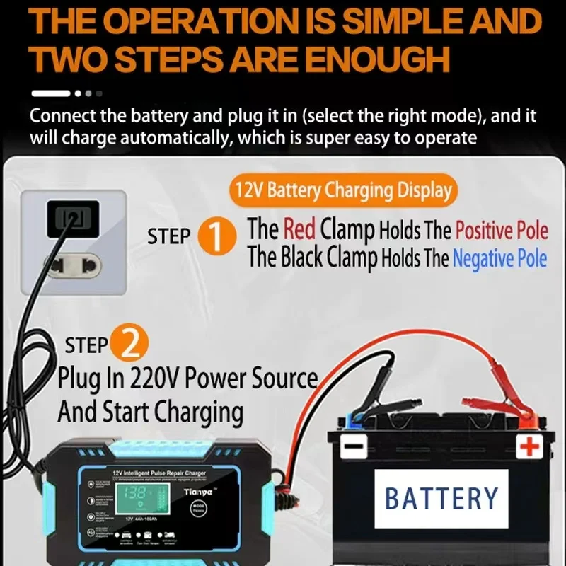 12v Quick Charging Car Battery Charging Motorcycle Charger Full ...