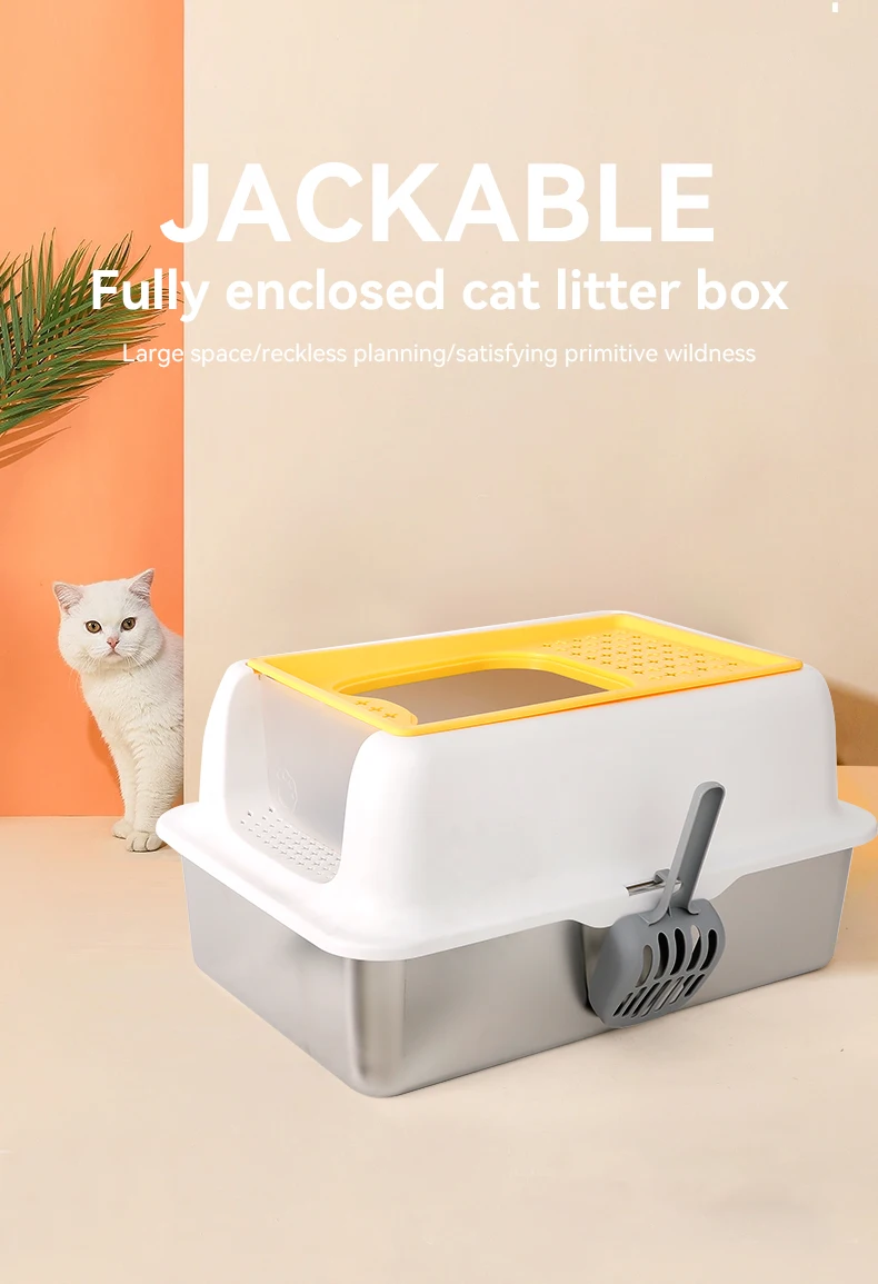 Innovative Stainless Steel Cat Litter Box Large Cat Toilet Fully Enclosed Portable Cat Cleaning Supplies supplier
