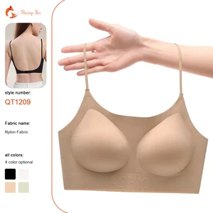 Soft Wire Free One-Piece Seamless Thin Summer Ladies Bras Cross-Shoulder Adjustable Push-Up 3/4 Cup Breathable Brattelle Knitted