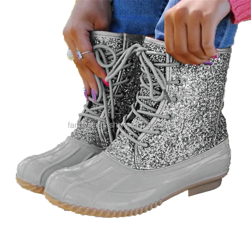 womens duck boots glitter