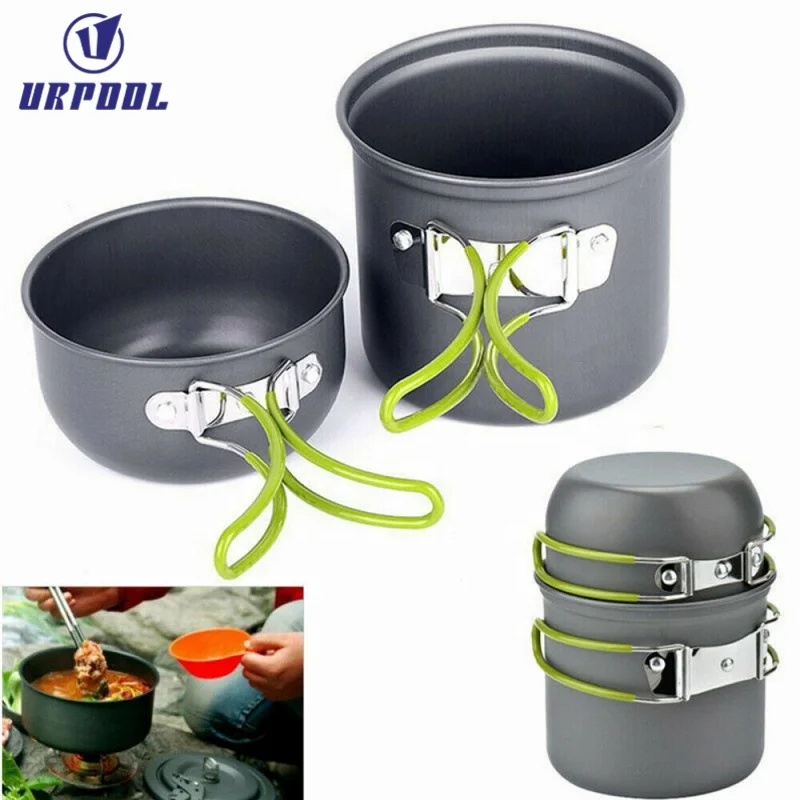 Durable Camping Cookware Set Backpacking Outdoor Camp Gear with Pots and Pans for Family Hiking Picnics