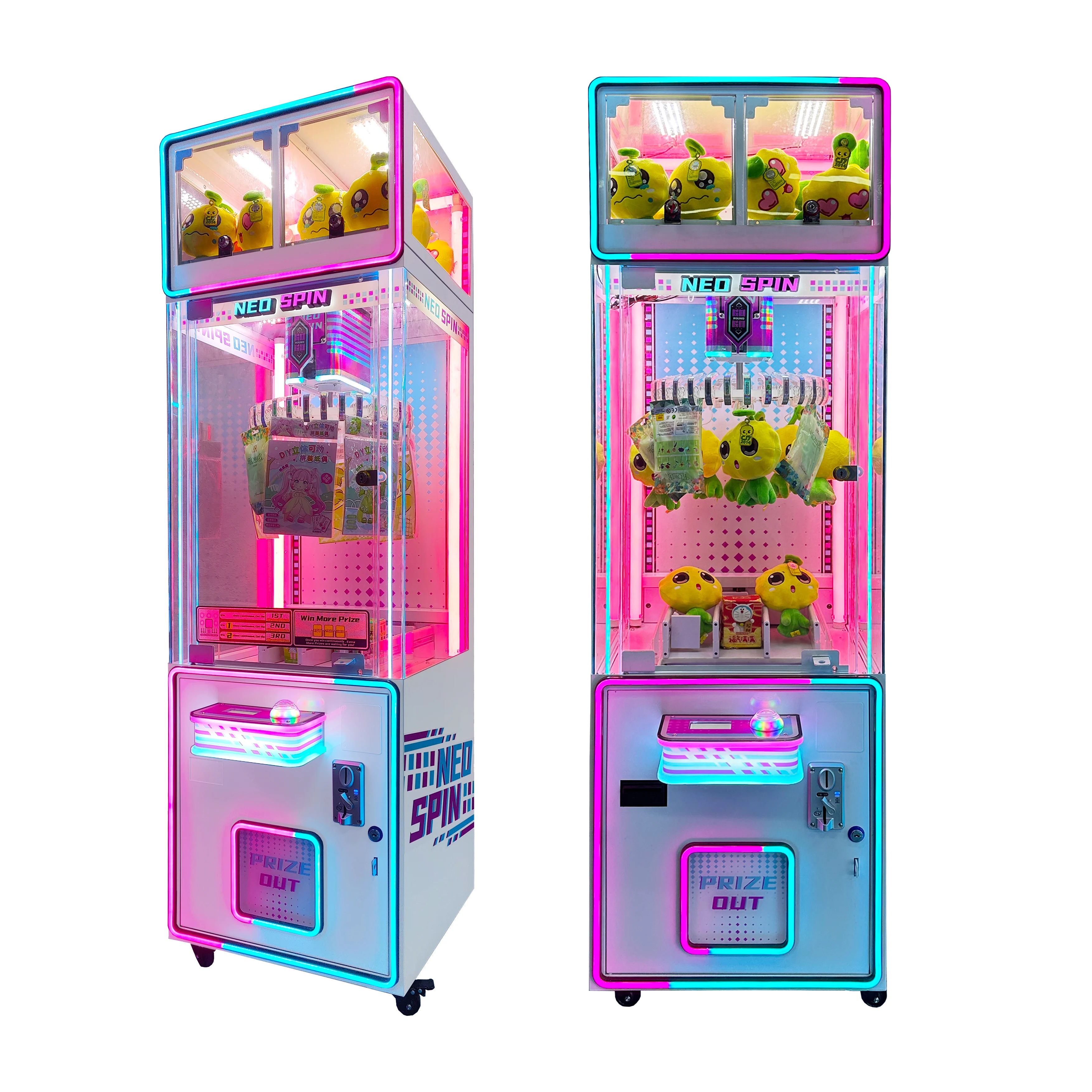 Neo-Spin Mini Arcade Game Machine | Coin-Operated Claw Crane for