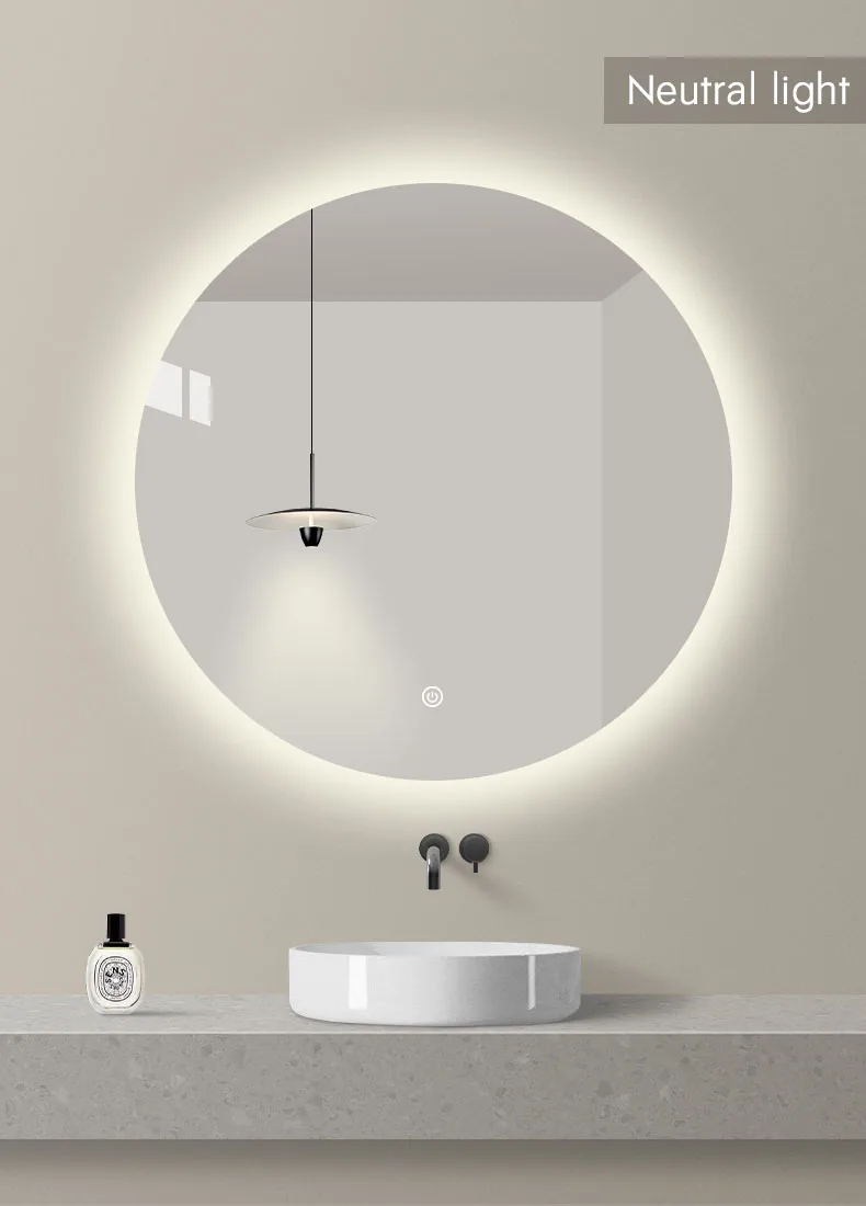 Smart Round Wall Mounted Bathroom Mirror LED Bathroom Makeup Mirror ...