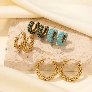 Minimalist Stainless Steel Hoop Earrings Hollow in the Middle for Women 18K Gold Plated Earrings