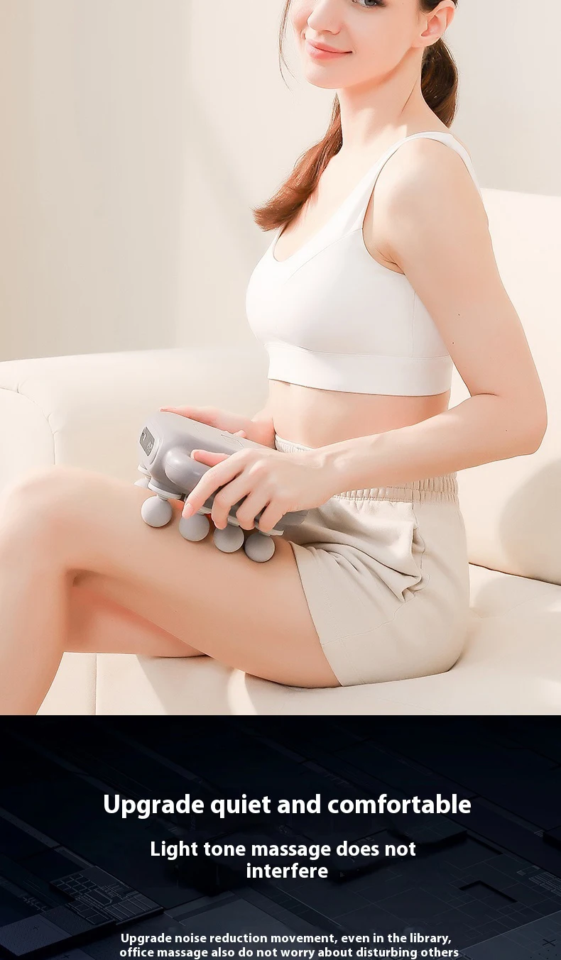 8-Head Liquid Crystal Fascia Gun Hot Compress Massager Deep Percussion Massage Whole Body Muscles Relaxing Waist Back Muscles