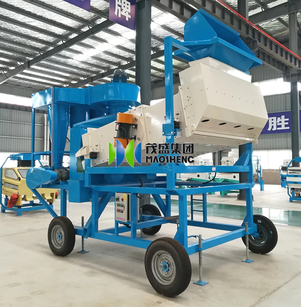 Vanilla Bean Green Gram Beans Mobile Vibrating Sieve Precleaning Machine with Dust Collector