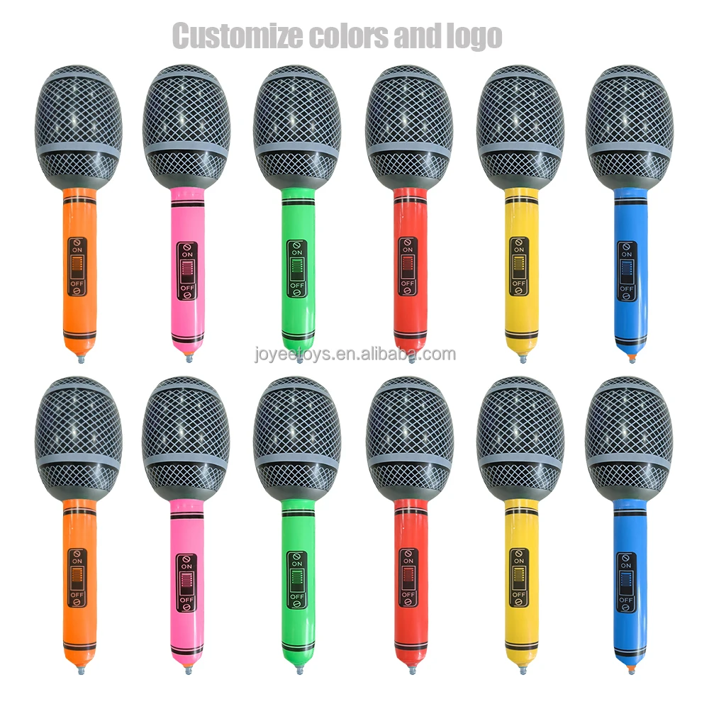 Joyee Custom Logo Inflatable Microphones 24/35cm Concert Microphone Toys Music Party Decorations Inflatable Pool Toy  for Kids