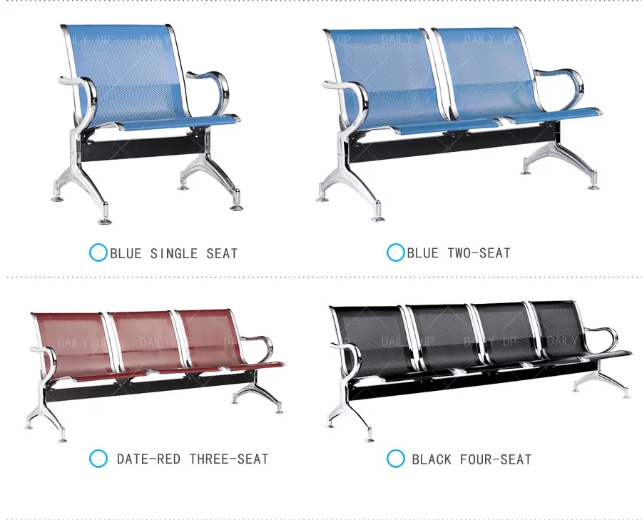 Factory Wholesale Waiting Chair High Quality Metal Frame Hospital Bench With Rails Waiting Bench For Public Area And Airport