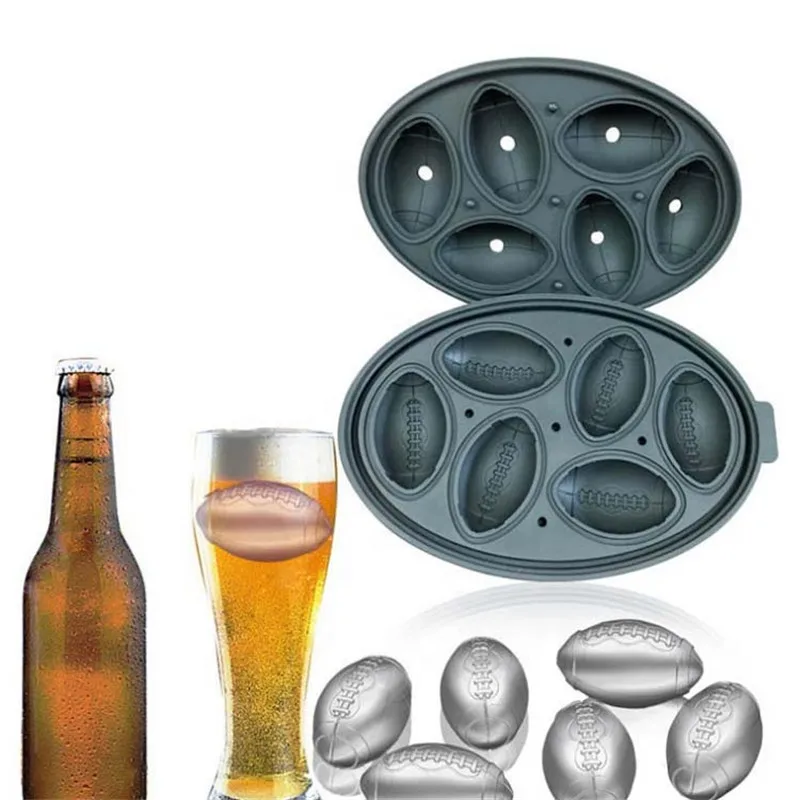 6 Cavity Silicone Ice Molds Rugby Football Shaped Ice Cube Tray