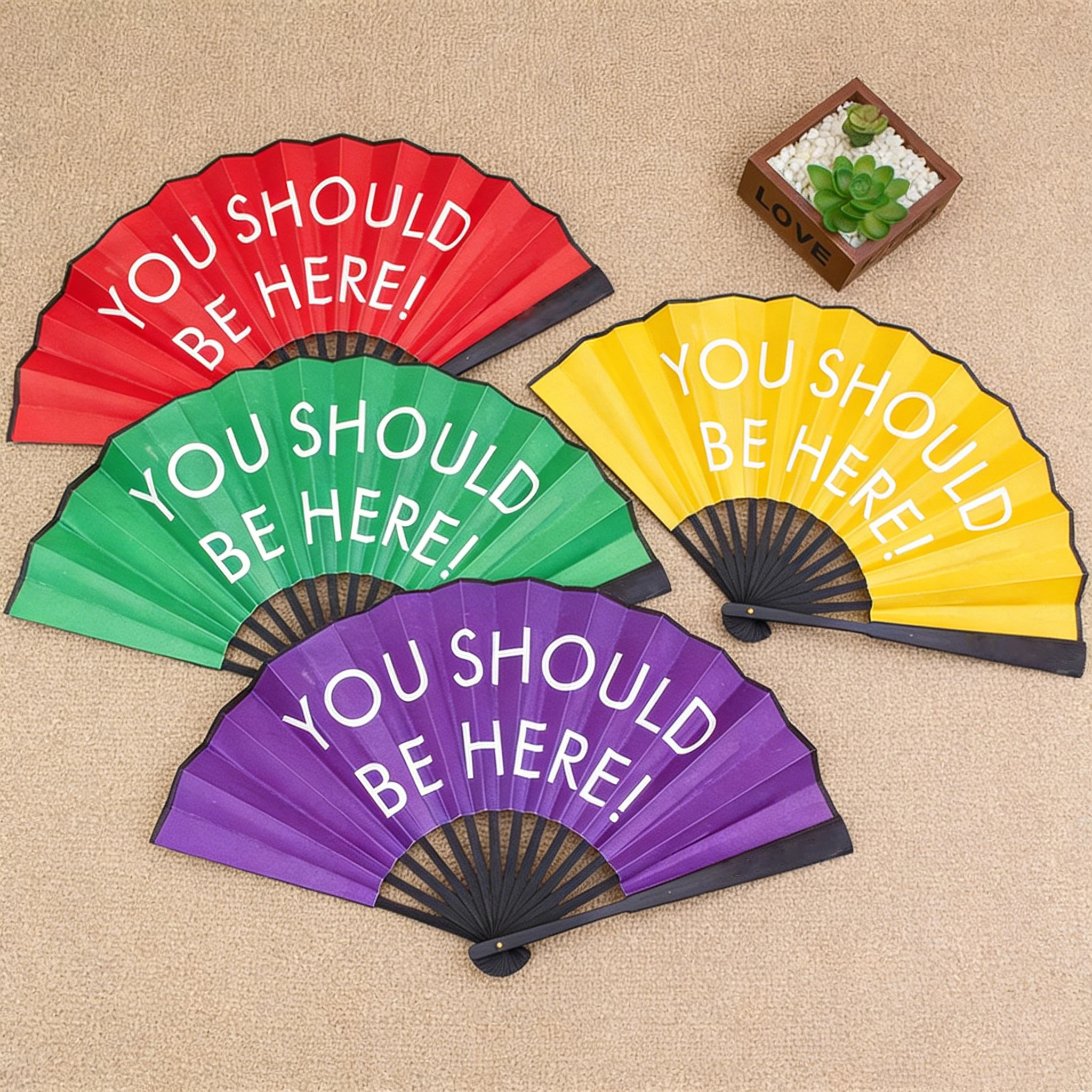 Custom Decoration Portable Large Wood Folding Bamboo Hand Fan Custom Printing Fan for Festivals