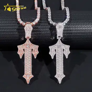 New Design 925 Sterling Sliver Gold Plated Pass Diamond Tester 2.5 Inches VVS Moissanite Iced Out Custom Cross Pendant Necklace