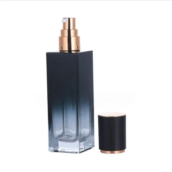 High end customized cosmetics subpackage press lotion set skin care cream glass bottle thick bottom square empty bottle