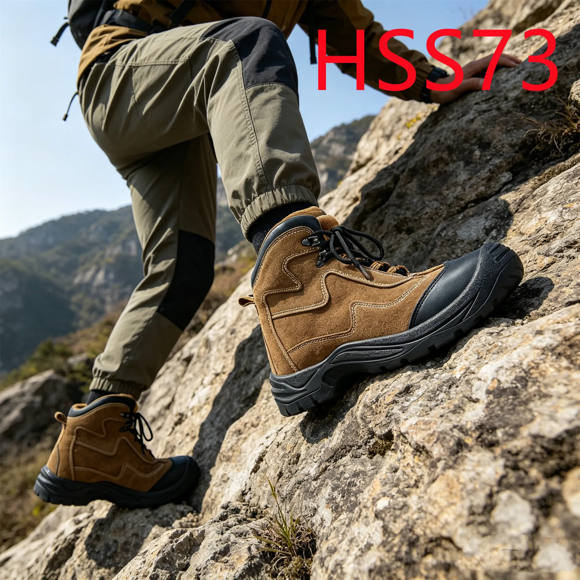 HY,Manufacturer Direct Anti-acid&alkali Outsole Brown Hiking Boots Costa Rica Popular Steel Plate Insert Trainer Shoes HSS73