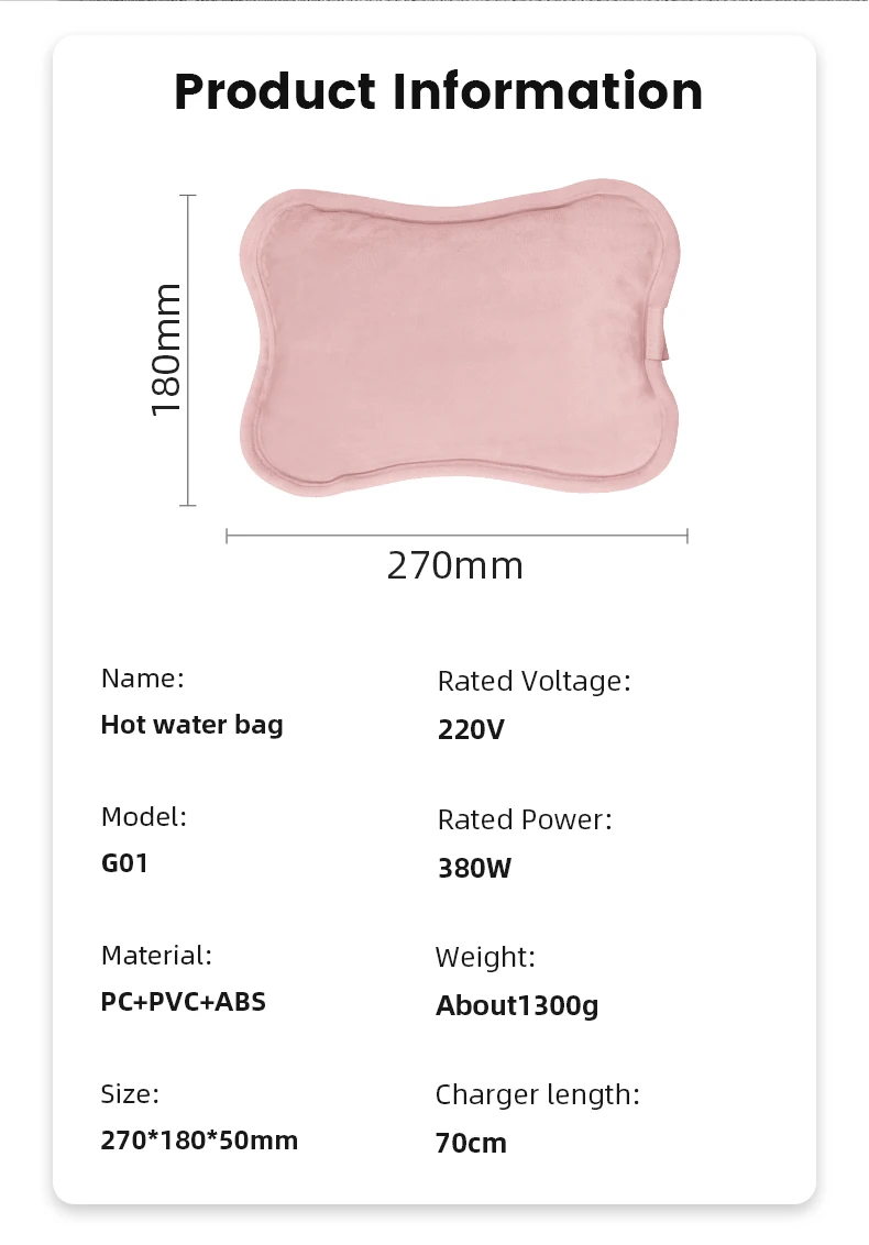 Factory Customization Charging Electric Hot Water Bag Cover Electric